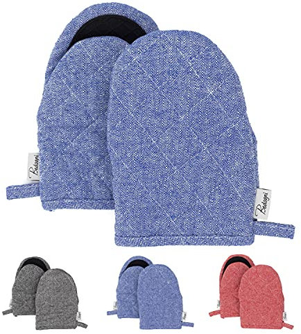Bedogni Reggio Emilia Gants de Four et Barbecue en Coton épais avec Prises en Silicone Anti-Chaleur, pouvant être accrochés,Gants de Cuisine pour Cuisiner