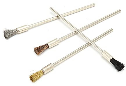Hyuduo Mini Wire Brush Set, Stainless Steel Wire Brush Wide Application Remove Dirt Narrow Areas Mini Wire Brush, For Drill Jewelry Miniature Electronic Instruments Cleaning,Other Fasteners