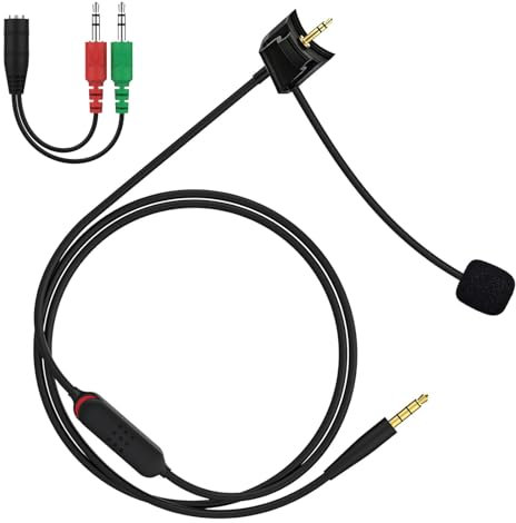 Gneinour Microphone Cable Replacement for Bose QuietComfort 35 (QC35) & Quiet Comfort 35 II (QC35 II) Headphones,Detachable Boom Gaming Microphone with Mute Switch for PC, Laptop, PS4 PS5 Xbox One Controller