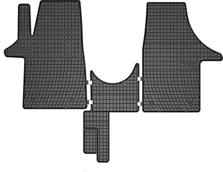 OMAC Gummi Fußmatten kompatibel mit VW T5 Transporter/Caravelle/Multivan 2003-2015 Automatten Gummi Schwarz 3tlg