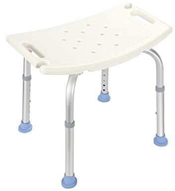 Lospitch Duschhocker Aluminium Badhocker Höhenverstellbar Duschstuhl Duschhilfe Anti-Rutsch bis 136KG Belastung für Senioren Behinderte Schwangere