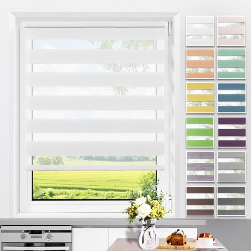 Allesin Doppelrollo Klemmfix ohne Bohren & mit Bohren, Duo Rollos für Fenster und Tür, Klemmrollo Fensterrollo lichtdurchlässig Sichtschutz, B40 x H210cm (Stoffbreite 40cm) Weiß
