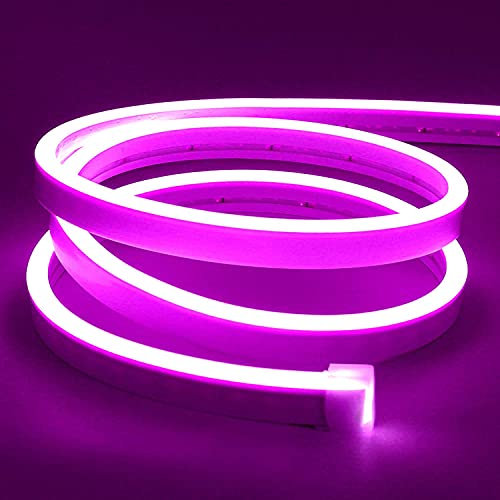 Lamomo LED Strip Lila, 12V 5M LED Lichtband, Wasserdicht Neon LED Streifen, DIY Flexibel Ledband für Innen Aussenbereich Heim Küche Deko（Netzadapter nicht enthalten）