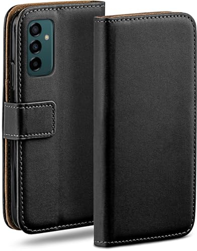 moex Book Case für Samsung Galaxy M23 5G Handyhülle mit Kartenfach, Hülle klappbar 360 Grad Schutzhülle, Klapphülle Flip Case Cover, PU Leder Handytasche Lederhülle, Schwarz