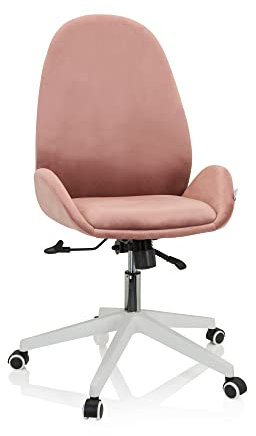 hjh OFFICE 729429 Schreibtischstuhl AVEA Samt höhenverstellbarer Drehstuhl mit hoher ergonomischer Rückenlehne, Rosa