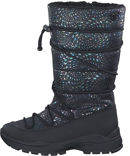 s.Oliver Mädchen Winterstiefel ohne Absatz Gefüttert mit Reißverschluss Schwarz (Black Comb.), 37