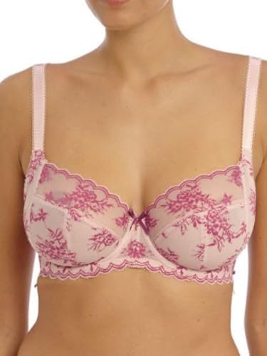 Freya Women's Offbeat Decadence Underwire Side Support Bra Full Coverage, Sheer, Vintage Rose, 40FF US