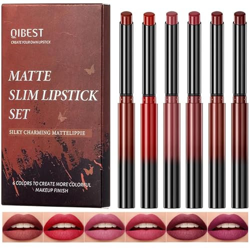 6 Pcs Lipstick,Lip gloss,Matte matte, Lipsticks for Women Long Lasting,wasserfester und wischfester Lipgloss, seidenweich und nicht klebend für alle Hauttöne (SetB)