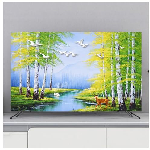 BLUEZY TV-Abdeckung für den Innenbereich, TV/PC-Schutzhülle, kompatibel mit PC, Desktop-Computer und TV-Bildschirm, Staubdichte TV-Abdeckung weiches Polyestergewebe D,55in