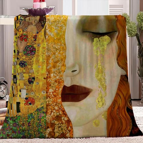 Wohndecken Kuscheldecken 180x200 cm Klimt-Kussmuster Fleecedecke Super Soft Weiche Warm Flauschige Decke Mikrofaserdecke Sofadecke oder Bettüberwurf Tagesdecke