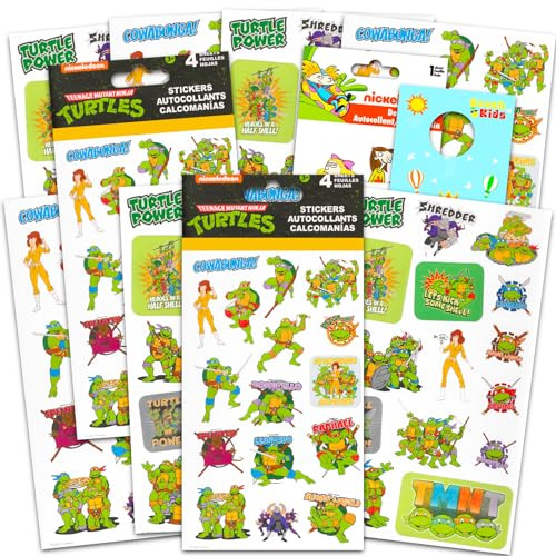 Nickelodeon Teenage Mutant Ninja Turtles Aufkleber-Set – Paket mit 120 TMNT-Aufklebern für Kinder ab 3 Jahren, Jungen, Mädchen plus Bonus-Tattoos, mehr | TMNT Stickerbuch