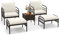 COSTWAY 5 TLG. Rattansessel Set, Gartensessel Terrassenstuhl mit Ottomane & Beistelltisch & Kissen, Gesprächsset Terrassen-Rattan-Gartenmöbel-Set für Garten Hinterhof und Poolbereich