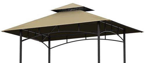 OIPUNSHLE Grill Gazebo Replacement Canopy Top, 5'x8' Top Double Tiered Replacement Canopy Roof, Grill Shelter Cover Roof Fit for Gazebo Model L-GG001PST-F (Khaki)