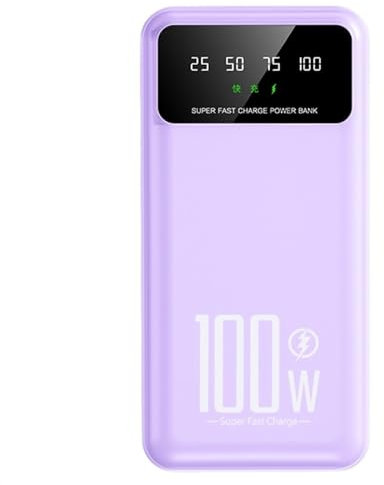 20000 mAh Power Bank 5 V/3 A USB/Micro/Typ-C Ausgang 100 W Schnellladegerät Externer Akku Heizweste Jacke Telefon (Size : Purple)