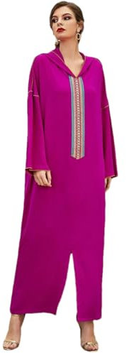 Bciopll Ramadan Kaftan Abaya Dubai Saudi-Arabien Türkei Islam Muslimische Kleid Abayas für Frauen Robe, Rose Rot Abaya, XXL