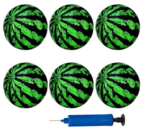 Golgner 6 Stück Wasserball Aufblasbar, 22cm Aufblasbare Wasserbälle, Inflatable Beach Ball, Wassermelonen Aufblasbarer Ball mit Ballonpumpe, für Erwachsene Wasserspiele Pool Beach Party