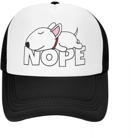 ZGGUOJU Baseballmütze mit Mesh für Atmungsaktivität und Sonnenschutz Classic Nope Bullterrier Hund Baseballmütze für Frauen Männer Verstellbare Trucker-Mütze Snapback-Hüte Sommermützen Geschenk