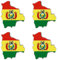 Aufkleber: 100 mm, 4 Stück - Silhouette Flagge/Flap-Map - Bolivien - BO - für Auto, Laptop und mehr