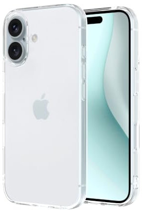 Captor iPhone 16 Custodia Trasparente in Silicone Morbido, Sottile, Antiurto, Anti-Graffio, Protezione Fotocamera, Anti-Ingiallimento, Flessibile e Resistente per Cover iPhone 16 (Bordi Rialzati)