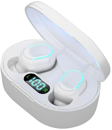 E7S - Auriculares inalámbricos Bluetooth TWS con cancelación de ruido con micrófono, pantalla LED de batería, mini auriculares deportivos para iPhone, Xiaomi, Lenovo, color blanco