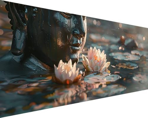 Peinture Numero Adulte Statue De Bouddha Peinture au Numero Loisirs Créatifs Adultes Peinture par Numero Sans Cadre avec Pinceaux et Acryliques Peintures Kits, Décoration Murale (30x60cm, Fleur) 2-P