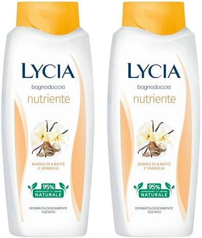 Lycia - Bagnoschiuma Nutriente, Con Estratto Naturale di Vaniglia e Burro di Karitè, Profumo di Vaniglia, 750ml (Confezione da 2)