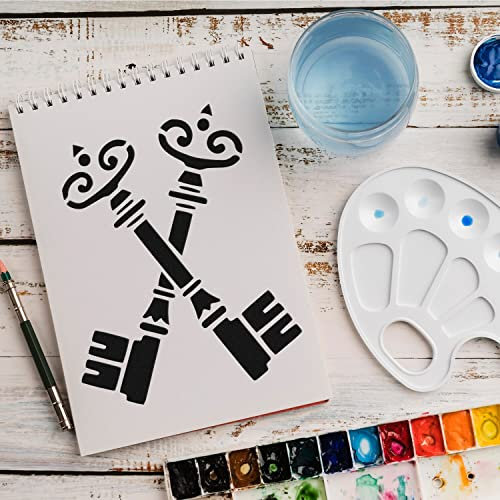 Schablone Schluessel Vintage v1 Design Stencil DIY Airbrush Muster Wandgestaltung Sprühschablone 50 x 70 cm