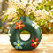 AmiCera Bunte Donut Vase für Blumen, Moderne Boho Kreis Blumenvase Deko Wohnzimmer, Einzigartige Dekorative Hohle Runde Blumen Vasen, Eklektische Ästhetische Gartenarbeit Geschenke, Grün