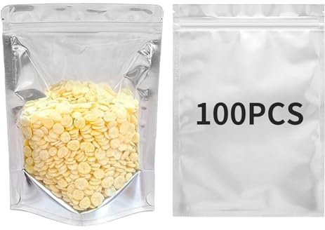 Eidoct 100 Pcs 15 * 22cm Large Mylar Bags Smell Proof Bags, Resealable Packaging Pouch Bag, stand up pouch bags, Foil Ziplock Bags, with Clear Window, for Zip Jewellery Candy Snack Lock Heat Seal