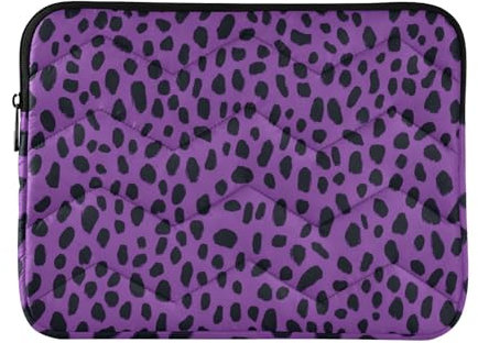 Laptop Sleeve Case 15-16 Inch Polyester Sleeve for Laptop Fashion Purple Leopard Print Case Bag with Zipper for Work Journey