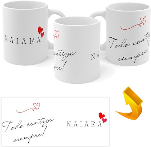 CREATIVASS Tazas Personalizadas Con Nombre para San Valentín y para Parejas, Diseños de Amor, Novio, Novia, dia Enamorados regalo Original (SIEMPRE)