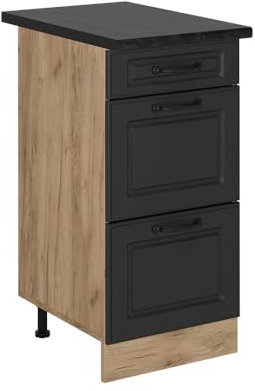 Vicco Meuble Cuisine R-Line, Anthracite Campagne, 40cm avec tiroirs, PT Anthracite