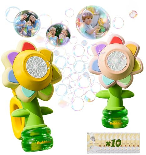 RISINGOR Blumen Seifenblasen Maschine, Seifenblasenmaschine Kinder mit Lichtern und Tanzt, Outdoor & Indoor Kinder Geschenk Bubble Machine Toys für Geburtstag Hochzeit Camping Partys (Gelb)