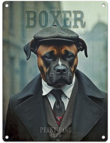 Small (150 x 200mm) Metal Sign - Peaky Paws Club - Boxer