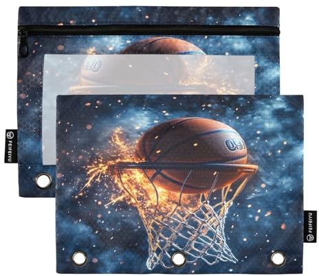 Mnsruu Astuccio per matite a 3 anelli, 2 pezzi, con cerniera, finestra trasparente, con cerniera, per articoli da ufficio, Multicolore, Taglia unica, Organizer per borse