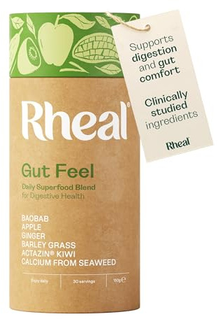 Rheal Gut Feel 150g | Daily gut health powder with Actazin® kiwi, ginger and fibre to support digestion, reduce bloating and bowel regularity