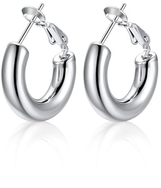 U7 Damen Kreolen Ohrringe 5mm dicke Creolen Ohrringe Edelstahl/18k vergoldet 30mm-80mm Kreis Hoop Ohrringe Ohr Schmuck Accessoire für Frauen Mädchen