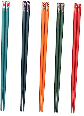 TOPPERFUN Set de Palillos Japoneses Reutilizables de Aleación Antideslizante 5 Pares para Hogar y para Cocina Asiática