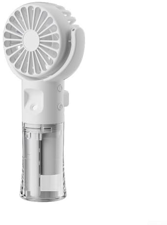 Mini ventilatore a spruzzo portatile ricaricabile con nebbia d'acqua, 4 velocità, motore silenzioso, ricarica di tipo C, serbatoio trasparente, portatile da scrivania (bianco)