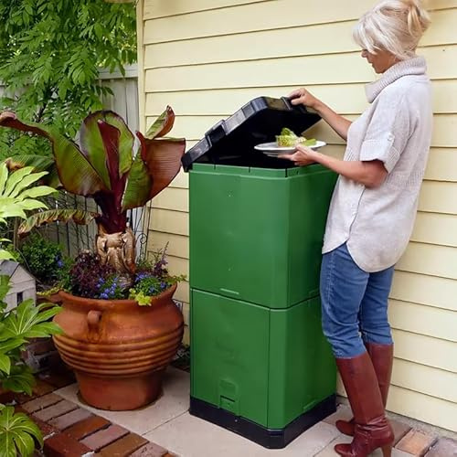 Aerobin 200L Composteur isolé pour compostage à chaud pour déchets de jardin et de cuisine en plastique extérieur avec système de ventilation interne Pas de rempotage Utilisation toute l'année