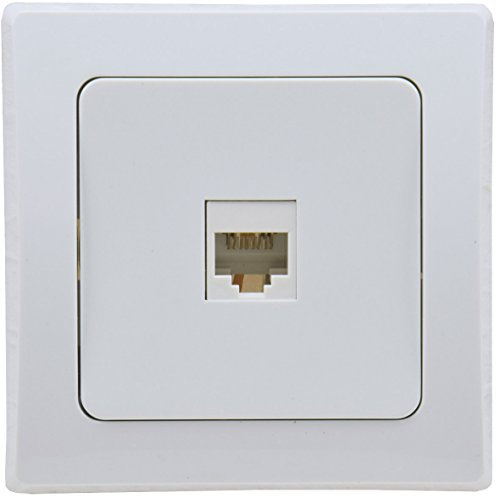 Delphi Telefon Dose LAN Netzwerk RJ45 Buchse für ISDN, Cat.5, Cat.6, Cat.7 inkl. Rahmen Unterputz weiß
