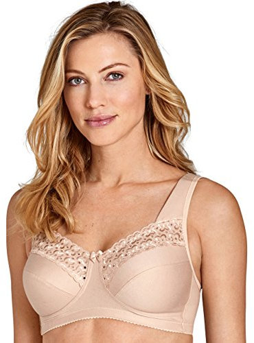Reggiseno di Cotone Comodo Senza Ferretto Miss Mary Broderie Anglaise 7E Beige