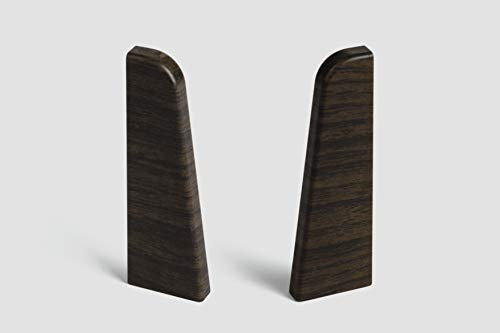 EGGER Endstück Sockelleiste Hartholz dunkelbraun für einfache Montage von 60mm Laminat Fußleisten | Inhalt 2 Stück | Kunststoff robust | Holz Optik dunkel braun