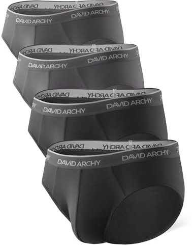 DAVID ARCHY Men's Underwear Bamboo Briefs Super Soft Comfort Lightweight Pouch Briefs 4 Pack