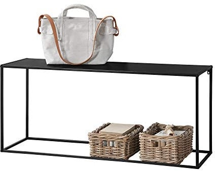 Table Console Table d'Appoint Industriel en Métal Résistant 50 x 115 x 32 cm Noir Mat