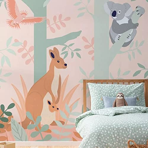 LEGVSHSR Koala und Känguru Australian Jungle Kids Wallpaper Wandbild 3D Cartoon Aufkleber für Kindergarten Kinderzimmer Wand Dekor Hintergrund-300x210cm