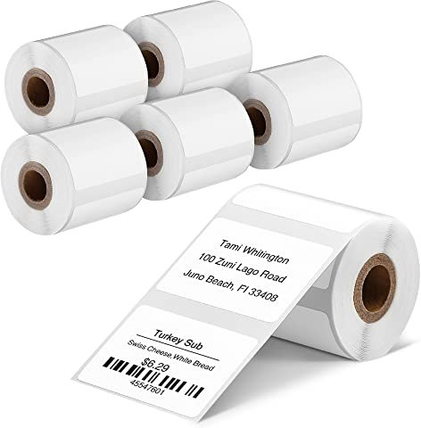 Phomemo 6 Rollen 1.57''X1.18'' (40x30mm) Etikettenpapier, Mehrzweck Thermo Haftetikett für Barcode, 230 Etiketten/Rolle. Kompatibel mit M220 M250 M221 M120 M150 M108 M110 M421 Etikettendrucker