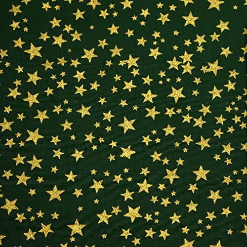 MAGAM-Stoffe Winter Season Baumwollstoff Weihnachten Oeko-Tex Meterware 50cm (Sterne Dunkelgrün)