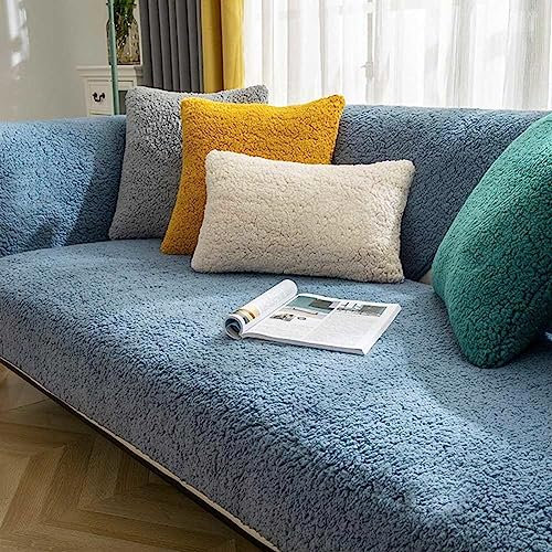 YWQJL Sofabezug Ecksofa Samt,1 2 3 4 sitzer Samt Sofabezug,Sofa überzug Ecksofa Pets Dog Couch überzug Anti-rutsch Sofa sofaschoner,hellblau-70x150cm
