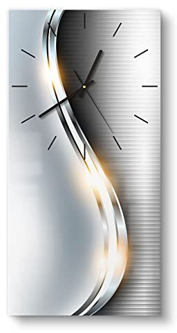DEQORI Glasuhr | horizontal 30x60 cm | Motiv Elegantes Vektordesign | große XXL Design Uhr aus Glas | leise Wanduhr für Wohnzimmer & Küche | moderne Hingucker Uhr für die Wand